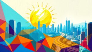 Urban Geometry in Vibrant Colors – free AI stock image