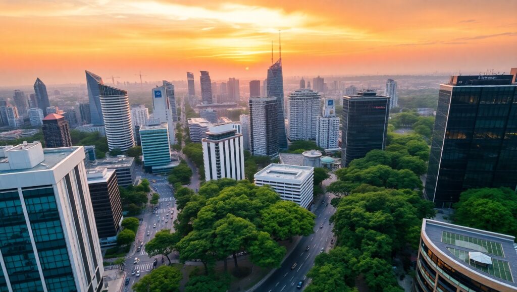 Urban Harmony at Sunset – free AI stock image