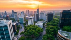 Urban Harmony at Sunset – free AI stock image