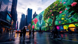 Urban Harmony in Stencil Style – free AI stock image