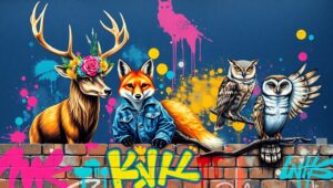 Urban Jungle Meets Graffiti Art – free AI stock image
