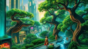 Urban Jungle: Nature Meets City – free AI stock image