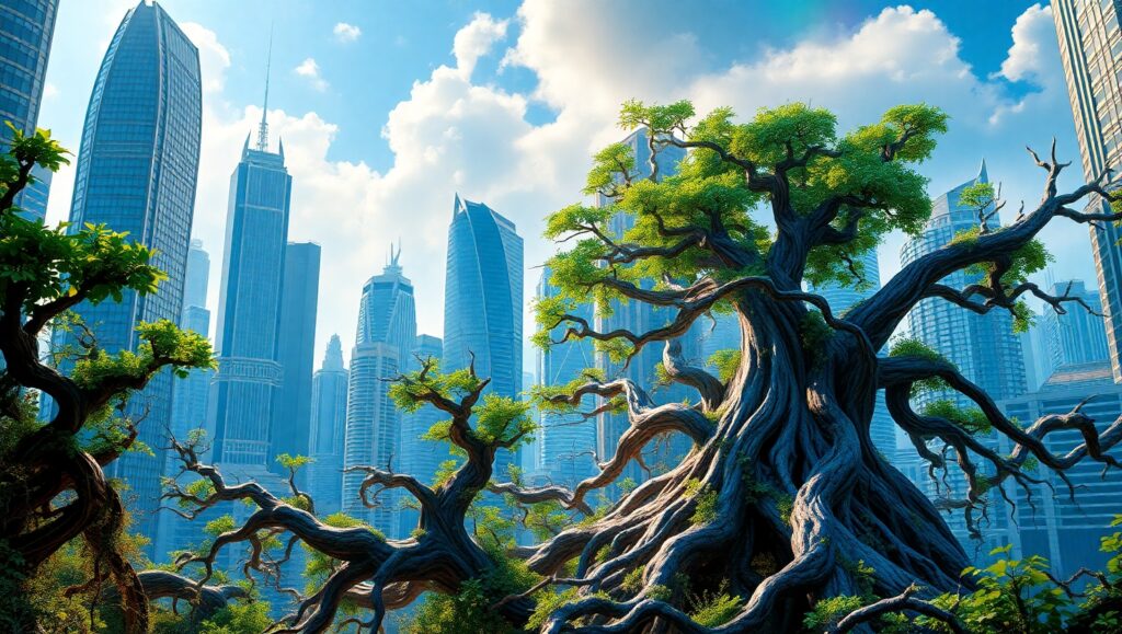 Urban Jungle: Nature Meets Nurture – free AI stock image