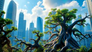 Urban Jungle: Nature Meets Nurture – free AI stock image