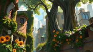 Urban Jungle: Nature’s Urban Revival – free AI stock image