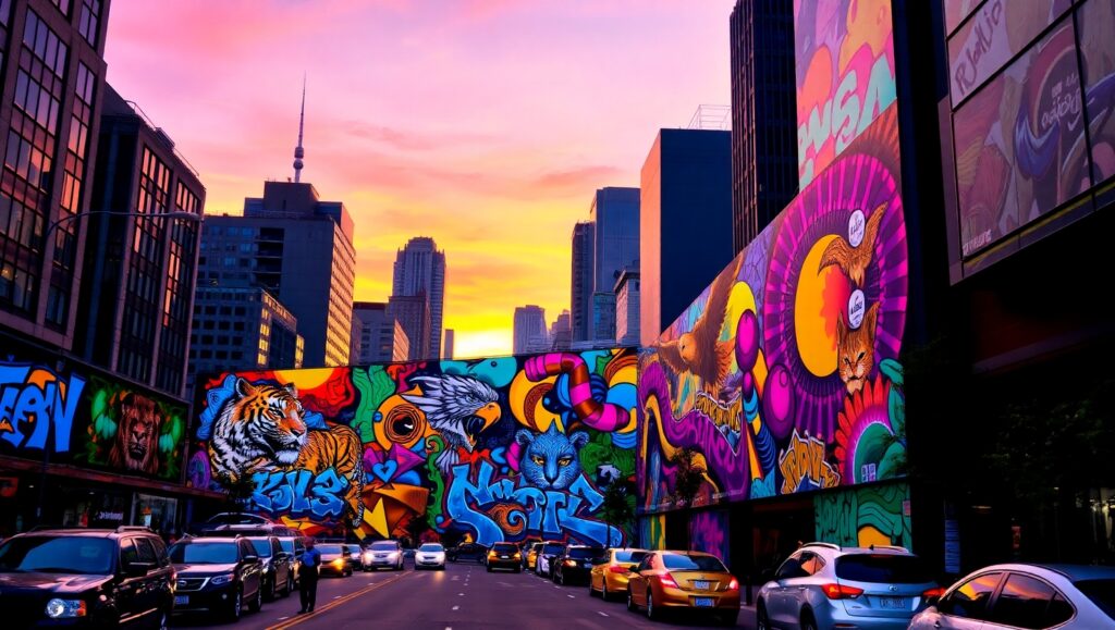 Urban Jungle of Graffiti Art – free AI stock image
