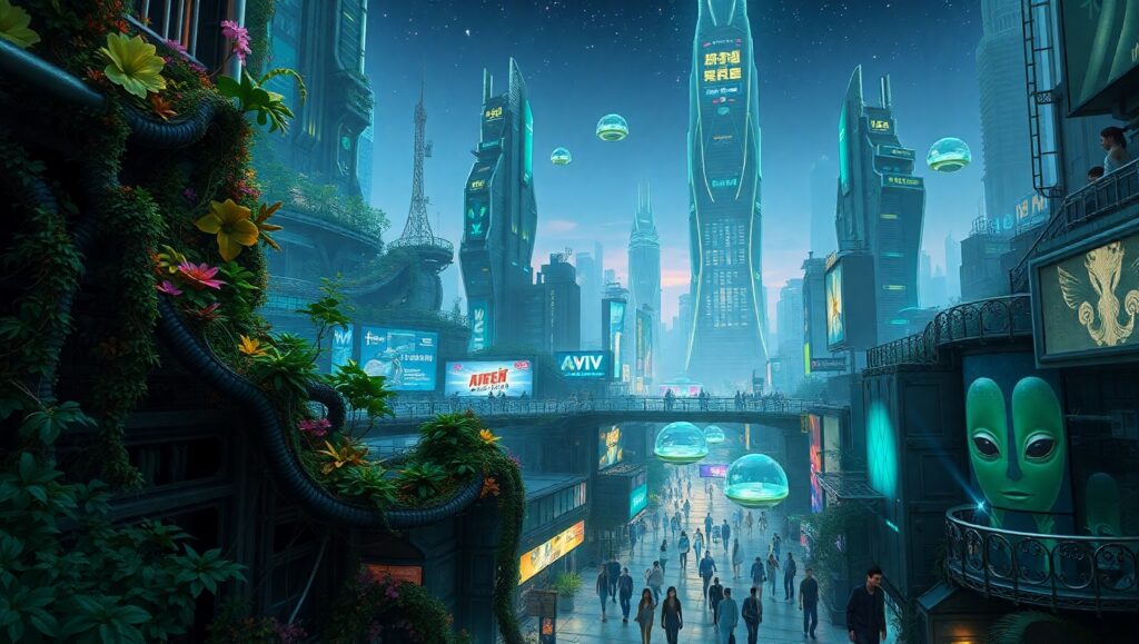 Urban Jungle of the Future – free AI stock image