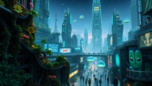Urban Jungle of the Future – free AI stock image