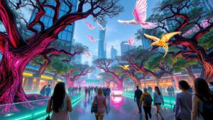 Urban Jungle with Mythical Creatures – free AI stock image