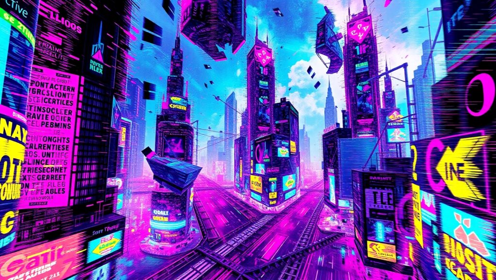 Urban Landscape in Glitch – free AI stock image