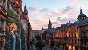 Urban Life in Fresco Style – free AI stock image