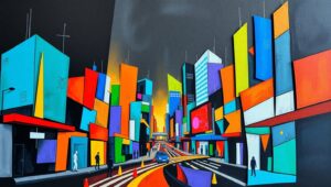 Urban Life Through Cubist Lens – free AI stock image