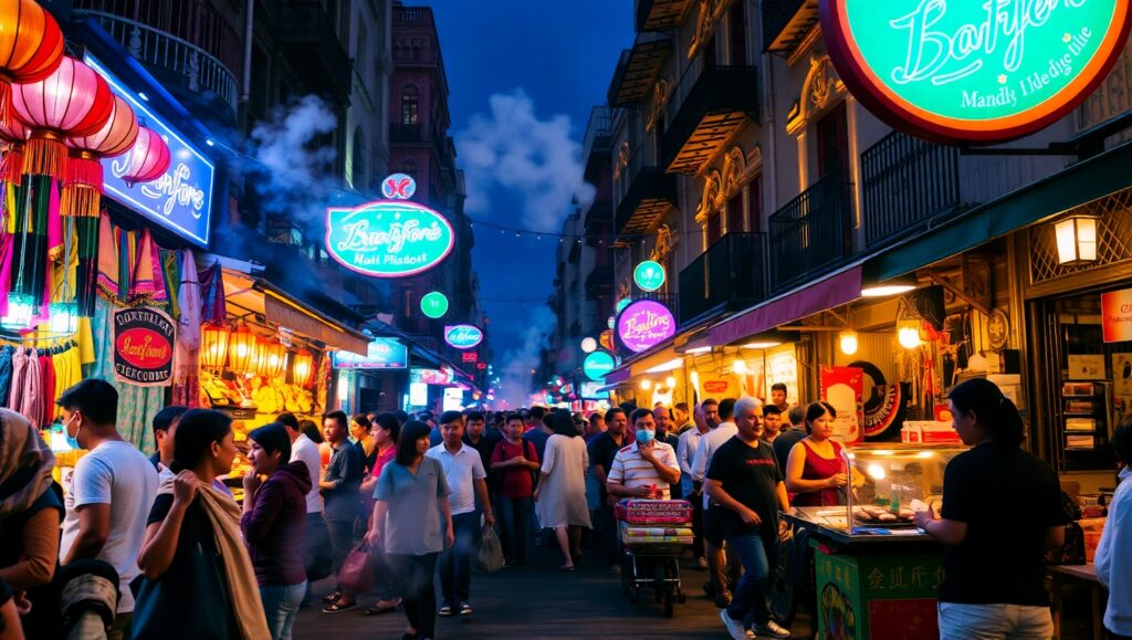 Urban Market Vibes at Dusk – free AI stock image