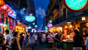 Urban Market Vibes at Dusk – free AI stock image