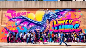 Urban Myth Meets Graffiti Art – free AI stock image