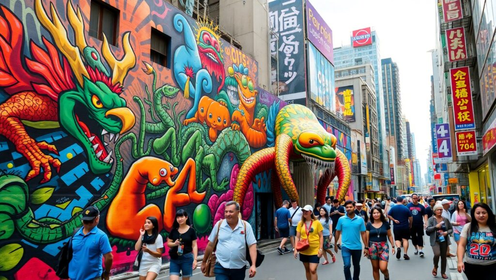 Urban Mythical Graffiti Mashup – free AI stock image