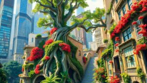 Urban Nature: A Mixed Media Fusion – free AI stock image