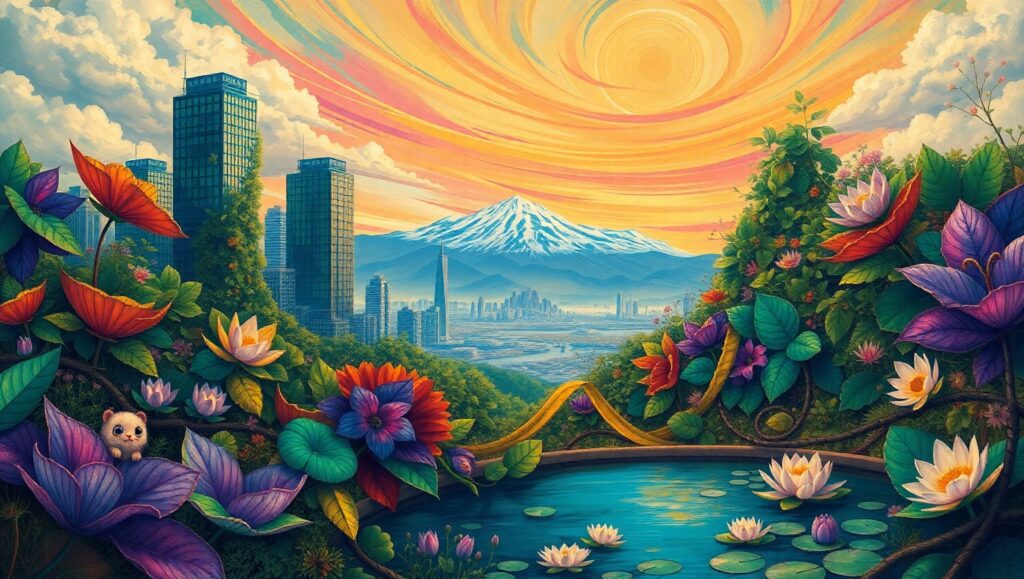 Urban Nature Fusion Collage AaH – free AI stock image