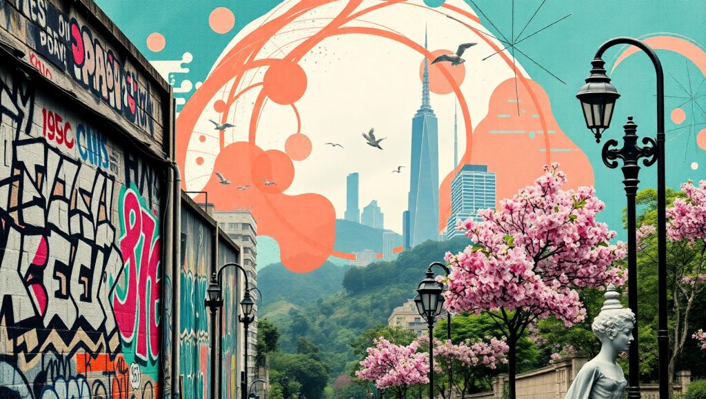 Urban Nature Fusion Collage Art – free AI stock image