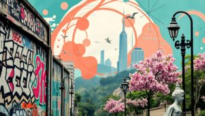 Urban Nature Fusion Collage Art – free AI stock image