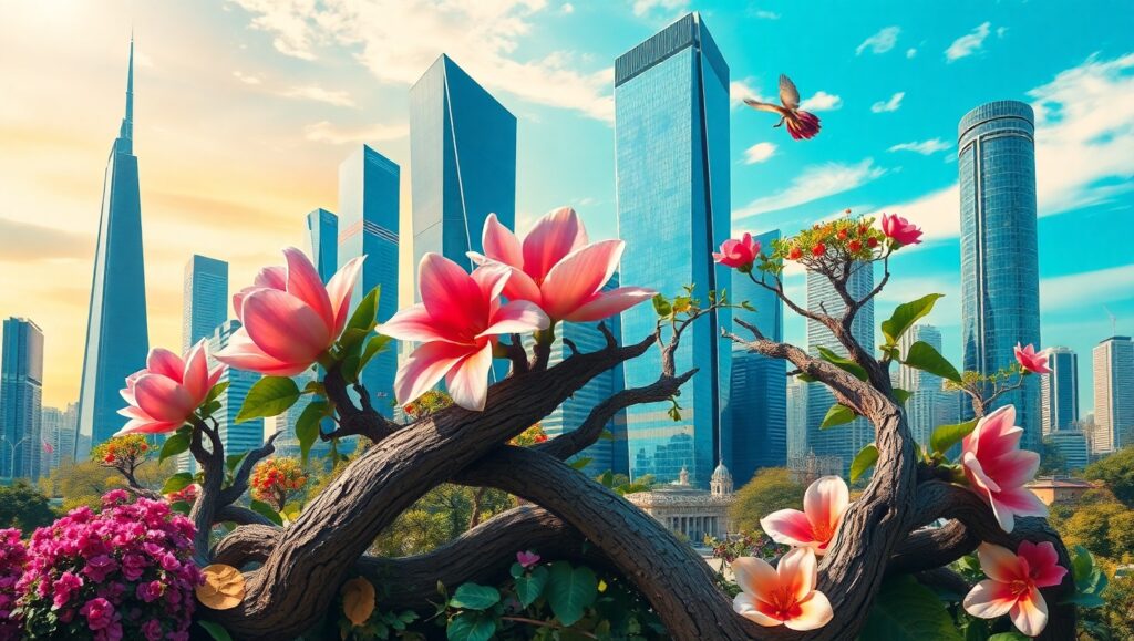 Urban Nature Fusion Collage U8f – free AI stock image