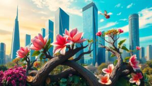 Urban Nature Fusion Collage U8f – free AI stock image