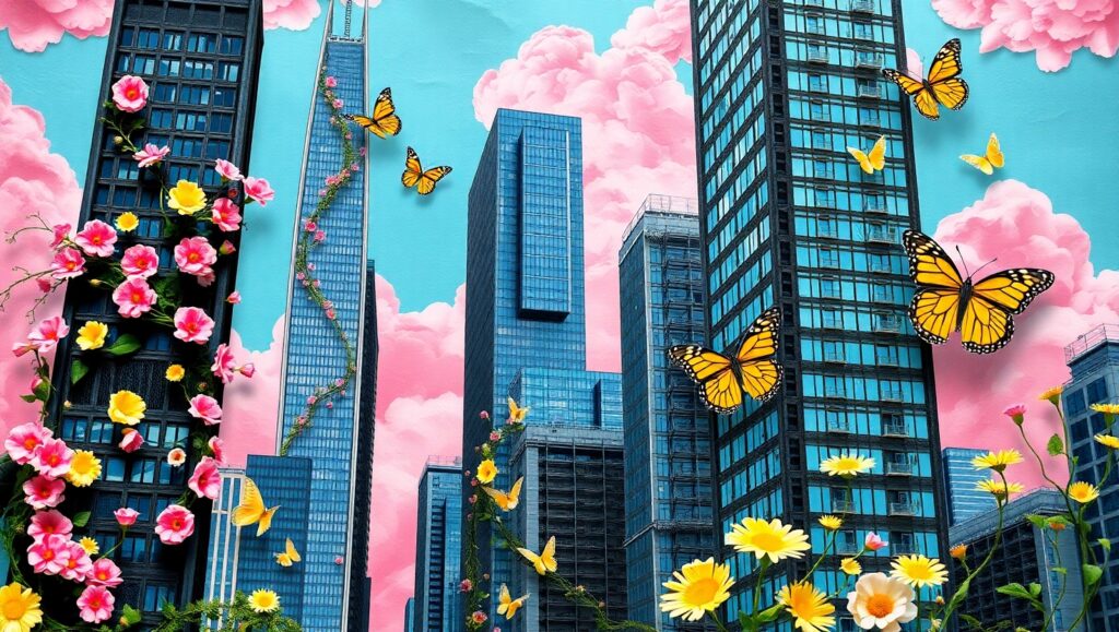 Urban Nature Fusion Collage yh6 – free AI stock image