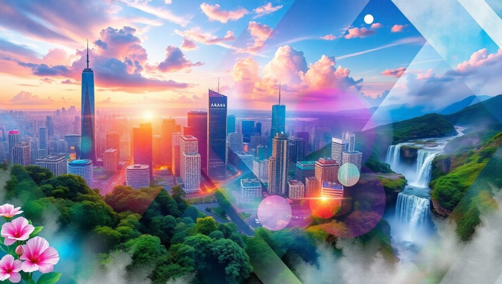 Urban Nature Fusion in AI Collage – free AI stock image