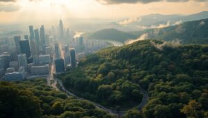 Urban Nature Fusion in Double Exposure 09b – free AI stock image