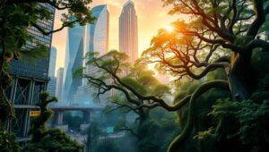 Urban Nature Fusion in Double Exposure mkm – free AI stock image