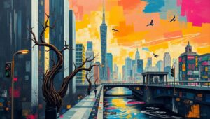 Urban Nature Fusion in Mixed Media 2kj – free AI stock image
