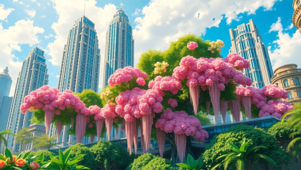 Urban Nature Fusion in Mixed Media EEl – free AI stock image