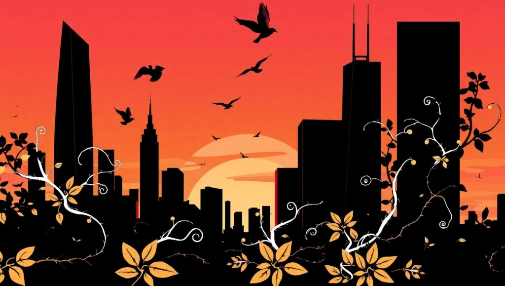 Urban Nature Fusion in Stencil K2w – free AI stock image