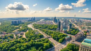 Urban Nature Harmony from Above – free AI stock image