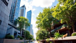 Urban Nature Harmony in Mixed Media – free AI stock image