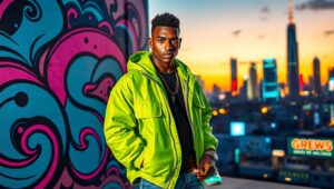 Urban Neon Streetwear Adventure – free AI stock image