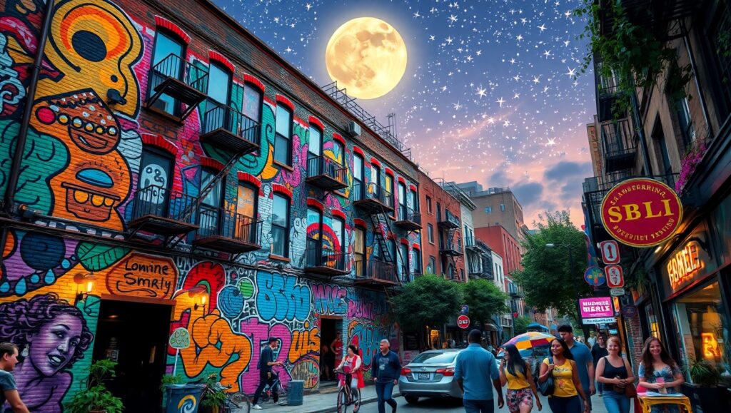 Urban Nightscape: Graffiti Dreams – free AI stock image