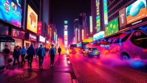 Urban Nightscape in Thermal Vision – free AI stock image