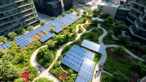 Urban Oasis: Garden Above the Streets – free AI stock image