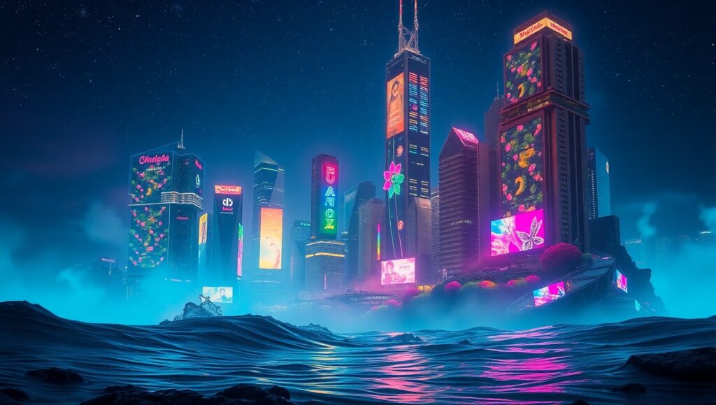 Urban Oceanic Dreamscapes – free AI stock image
