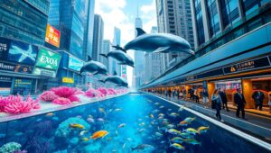 Urban Oceanscape: Nature Meets City – free AI stock image
