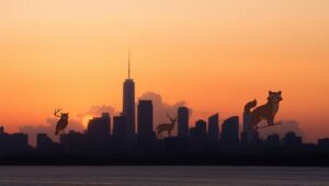 Urban Skyline with Nature’s Touch – free AI stock image