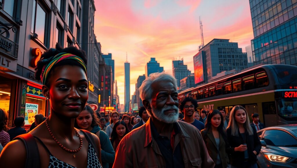 Urban Streets Alive at – free AI stock image