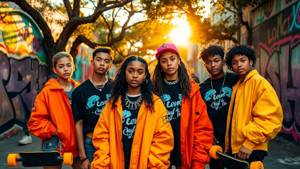 Urban Streetwear Collective in Action – free AI stock image