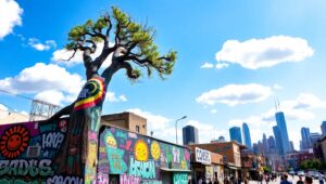 Urban Tree of Colorful Dreams – free AI stock image