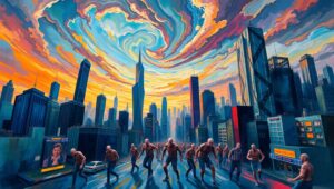 Urban Turmoil: An Expressionist Vision – free AI stock image