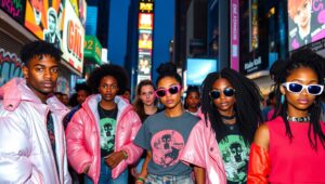 Urban Vibes: Futuristic Streetwear Scene – free AI stock image