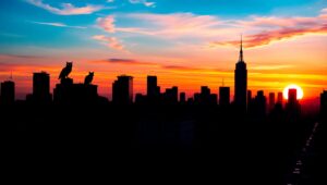 Urban Wildlife at Sunset – free AI stock image