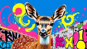 Urban Wildlife Harmony in Stencil Art – free AI stock image