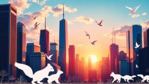 Urban Wildlife in Stencil Art – free AI stock image